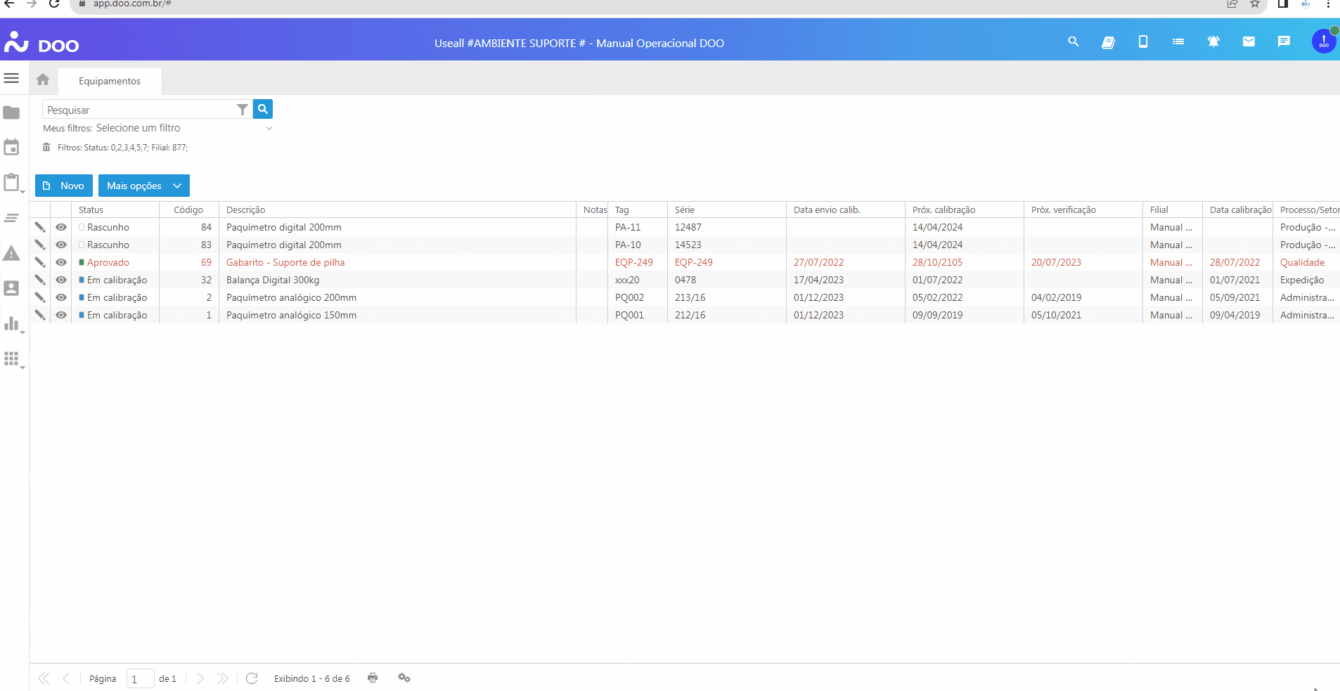 Retendo a Remessa de Calibração
